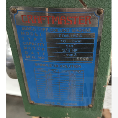 CraftMaster, GDM-150A Pedestal Drill 5/8Inch Chuck, 3/4 HP