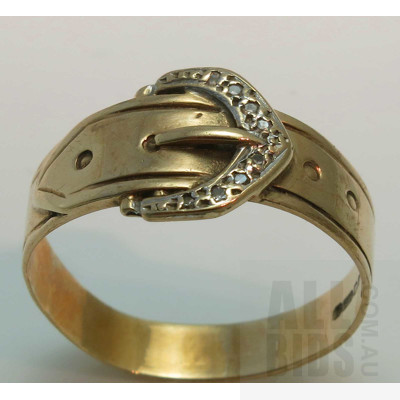 Vintage 9ct Gold Buckle Ring