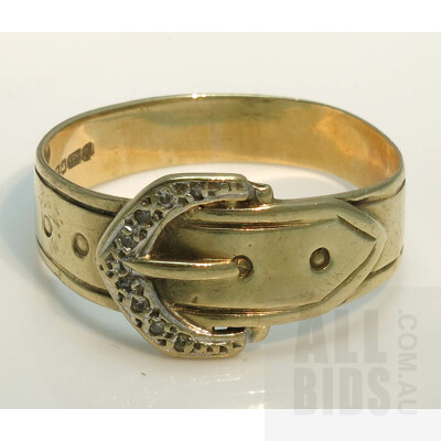 Vintage 9ct Gold Buckle Ring