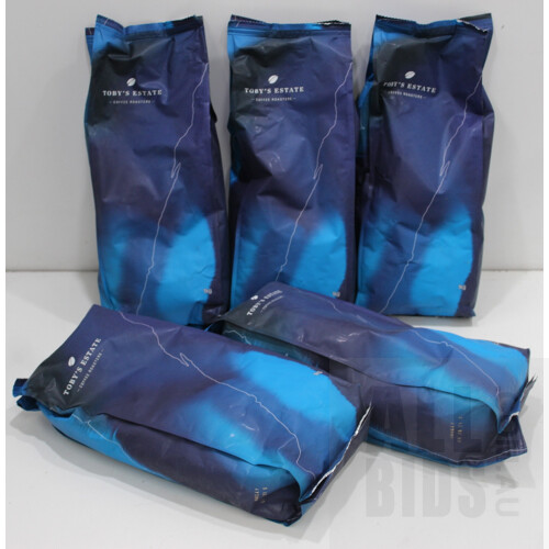 Toby's Estate Coffee Roasters Arabica Coffee Beans 1kg Bags(expired) - Lot of Five