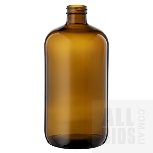 1000ml Amber Glass Round Bottles With 33mm Screw Neck - Lot of 11 - Brand New