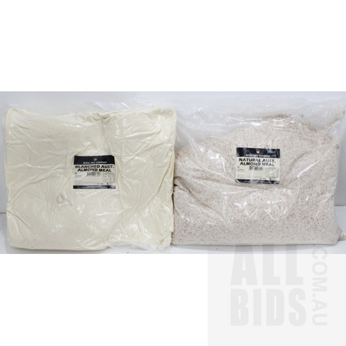 5kg Bags of Royal Nut Company Natural and Blanched Australian Almond Meal(bb expired) - Lot of Two - New