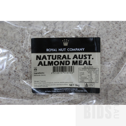 5kg Bags of Royal Nut Company Natural and Blanched Australian Almond Meal(bb expired) - Lot of Two - New