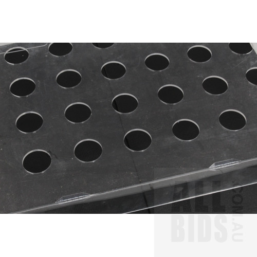 80 x New Directions 100ml Plastic Bottles and Five Acrylic Bottle Stands/Trays