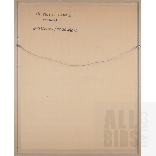 David Voight (born 1944), Veils of Silence II, Tasmania 1993, Mixed Media on Paper, 75 x 55 cm
