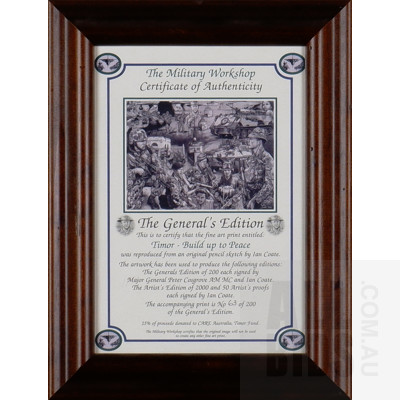 Limited Edition Ian Coate Print Timor-Build Up to Peacr Signed by Peter Cosgrove and Ian Coote