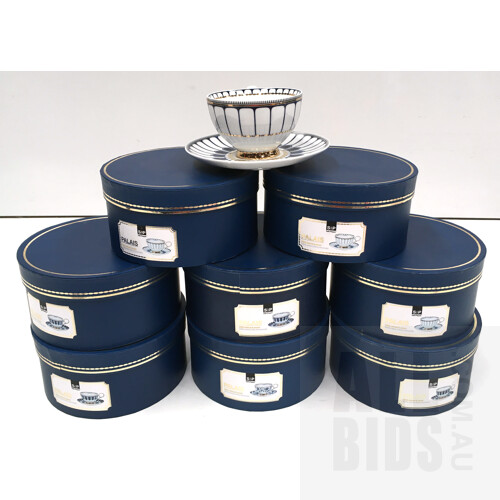 Salt & Pepper Palais Tea Cup & Saucer Deco - Lot of 8