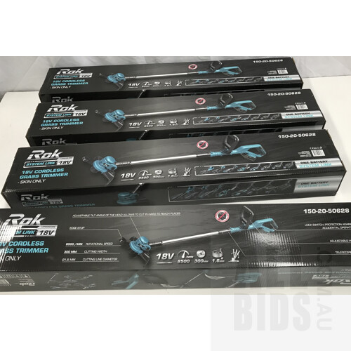 ROK 18V Cordless Line Trimmer Skin Only - Lot Of Four