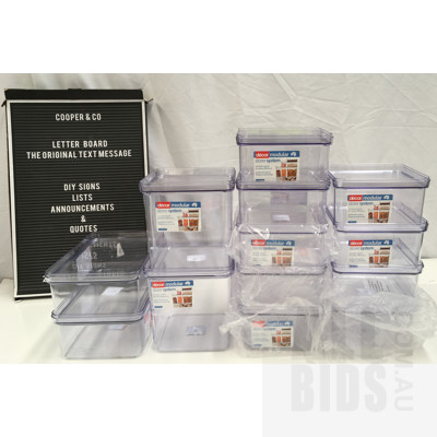 Décor Crystal Clear Stackable, Modular Food Storage Containers And Copper And Co Letter Board