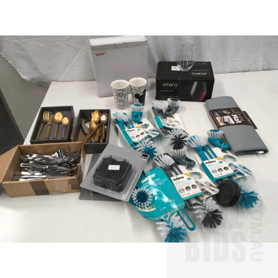 Assorted Homeware Including Maxwell Williams 16Piece Cutlery Set, Stanley Rogers Stainless Cutlery Set And 3 Piece Dish Brush Set