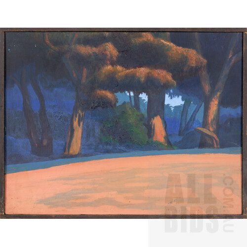 Derry Messum (born 1953, Welsh/Australian), Illawarra Landscape late 1970s, Oil on Masonite, 30 x 39.5 cm
