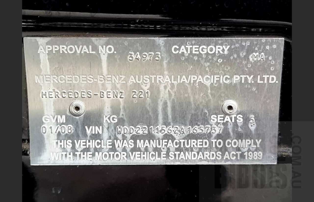 1/2008 Mercedes-Benz S350L W221 07 UPGRADE 4d Sedan Obsidian Black 3.5L