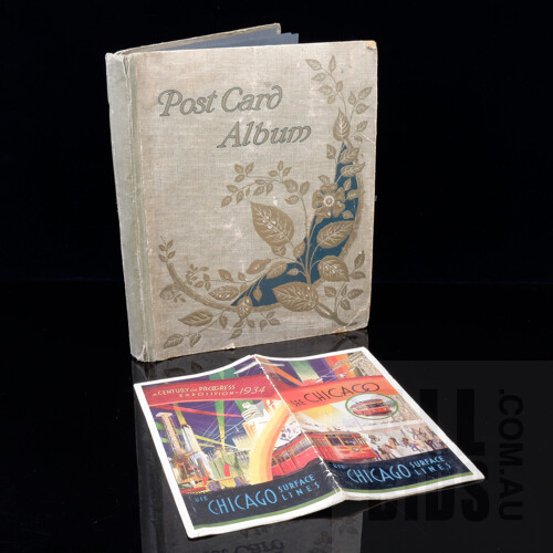 Rare Book, Vintage Postcard Album from the 1934 Chicago Exposition with Approx 24 Postcards
