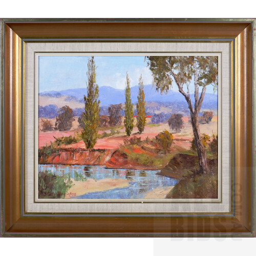 John Colin Angus (1907-2002), Old Goldfield 1988, Allans Flat, Oil on Canvas on Board, 39 x 49 cm