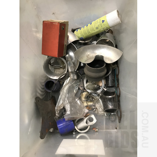 Assorted Box Of Intercooler Piping, Hose Clamps, V-Bands And More