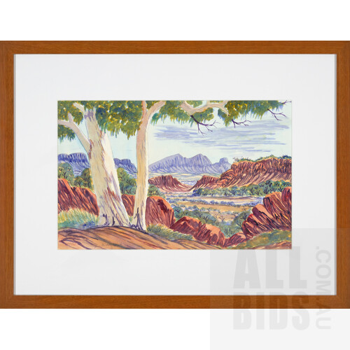 Hilary Wirri (born 1959), Ghost Gums near Mount Sonder, Watercolour, 32.5 x 51.5 cm