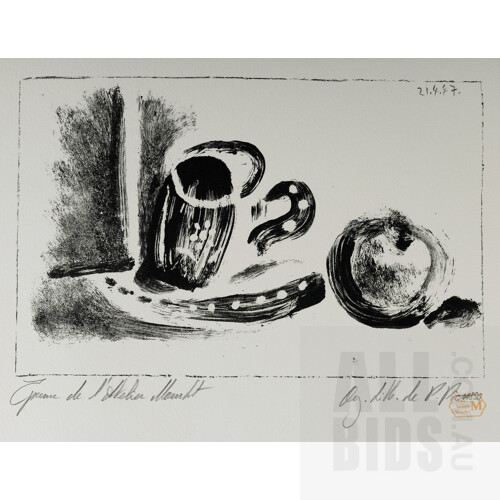 Pablo Picasso (Spanish 1881-1973), The Cup and the Apple 1947, From 'Dans l'Atelier de Picasso', Lithograph (un-numbered) 16x25cm (image)