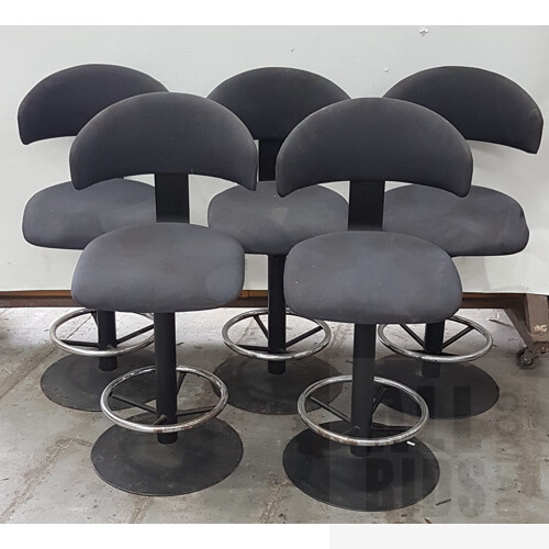 Fabric Bar Stools With Back Support - Lot Of 5