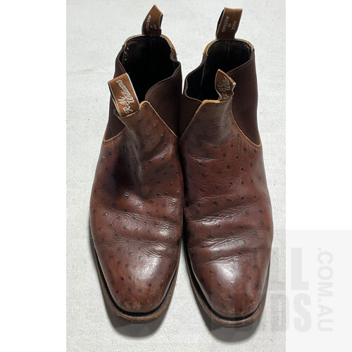R.M Williams Brown Ostrich Leather Craftsman Ankle Boots - Men’s Sz Approx 7.5