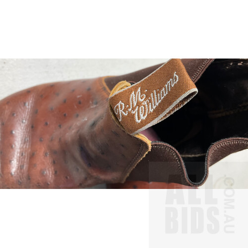 R.M Williams Brown Ostrich Leather Craftsman Ankle Boots - Men’s Sz Approx 7.5