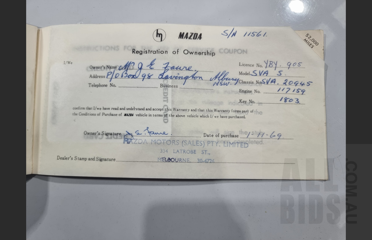 1/1969 Mazda 1800 4d Sedan White 1.8L