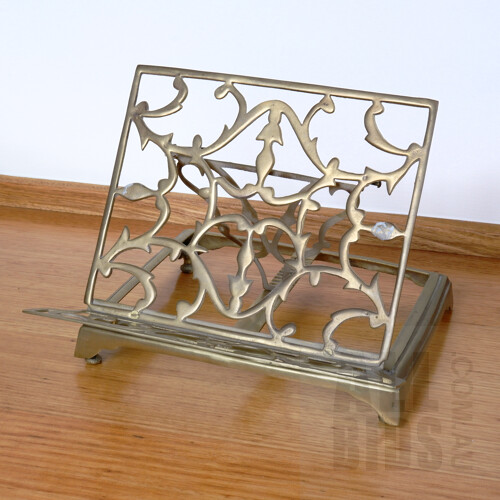 Vintage Pierced Brass Book Stand