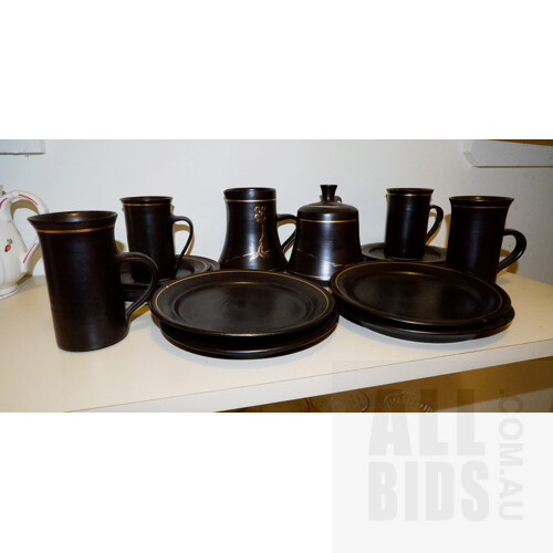 Merle McIntyre Ceramic Demitasse Setting for Four, 1988