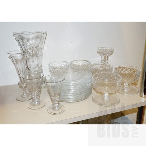 Five Edinburgh Crystal Dessert Coupes, Moulded Glass Vase and More