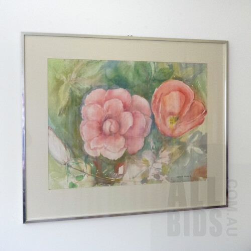 Heather Francis (1925-2011), Untitled (Pink Flowers), Watercolour, 53 x 71 cm