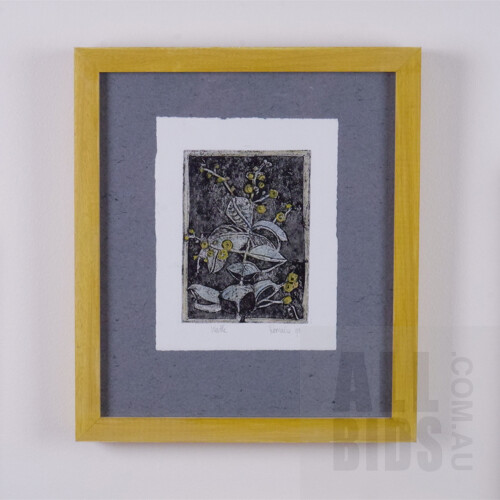 Barbara Romalis (20th Century, Australian), Wattle 1993, Linocut, 13.5 x 10 cm