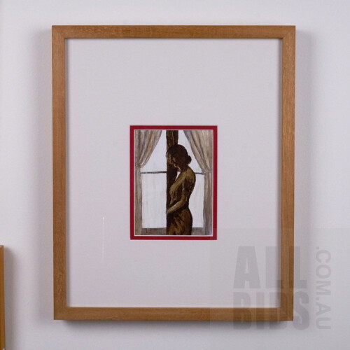 Untitled (Woman at the Window), Acrylic on Canvas on Board, 13.5 x 10 cm