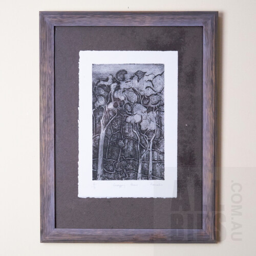 Barbara Romalis (20th Century, Australian), Snappy Gums, Linocut, 22x 14 cm (image size)