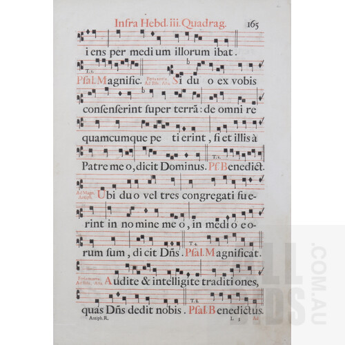 Framed Antique Music Manuscript, together with another on vellum (unframed), each approx. 48 x 34 cm (2)