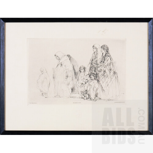 After Leonardo de Vinci, Two Framed Etchings (by Alphonse Leroy), together with another, Les Zimgarras by A. Brouet, each 25 x 18 cm (image size) (3)