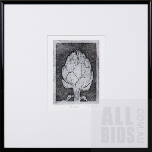 Barbara Romalis (20th Century, Australian), Artichoke 1993, Linocut, 14 x 9 cm (image size)