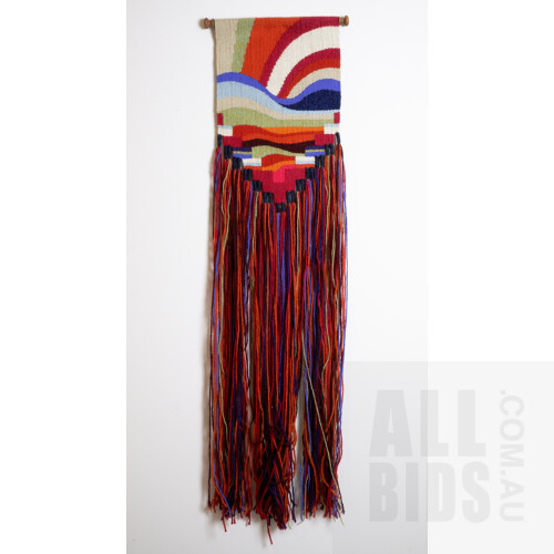 A Wool Tapestry Wall Hanging (Sunset), 130 x 30 cm