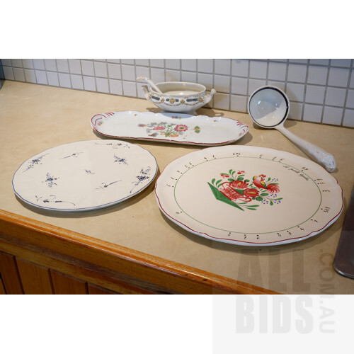 French Limoges Sandwich Plate, Villeroy and Boch Platter, Another French Platter, Miniature English Tureen and More