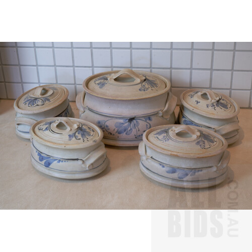 Joseph Szirer, Five Painted Stoneware Tureens