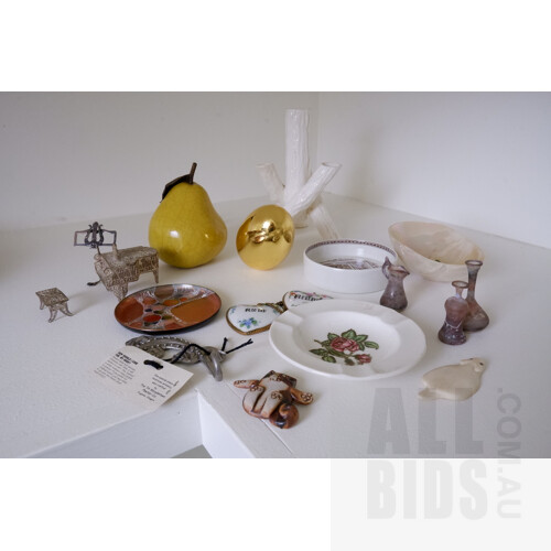 Silver Filigree Miniature Grand Piano, Miniature Kadoglass Vessels, French Decanter Labels and More 