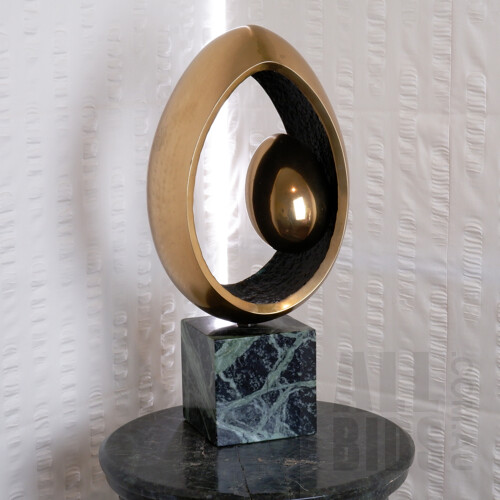 John Robinson (Britain, 1935-2007) Womb, Bronze Marquette on Green Marble Base, Edition 2/9