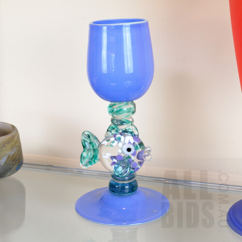 Chris Pantano (1948-) Studio Glass Fish Goblet, 1926-91