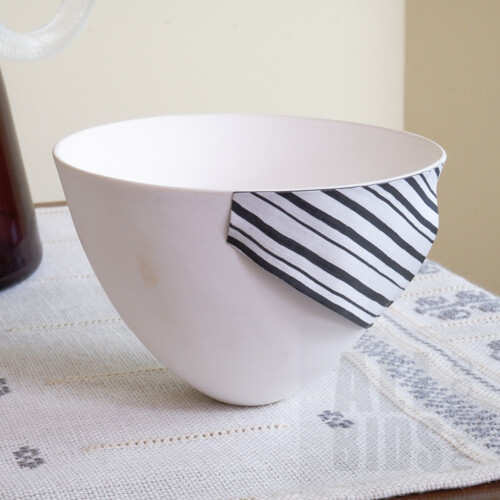 Edwina Kearney Bone China Bowl With Applied Painted Ceramic Sheet