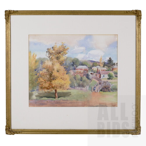 Carlyle Jackson (1891-1940), Untitled (Country Town), Watercolour, 33 x 40 cm