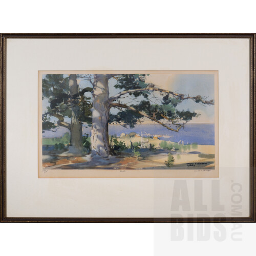 Harold Herbert (1892-1945), Rhyll 1936, Lithograph 26 x 46 cm (image size)