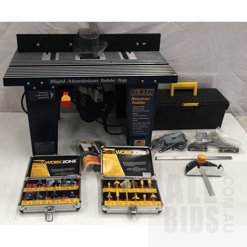 GMC R1200 Router With Router Table, Router Bits And Accessories