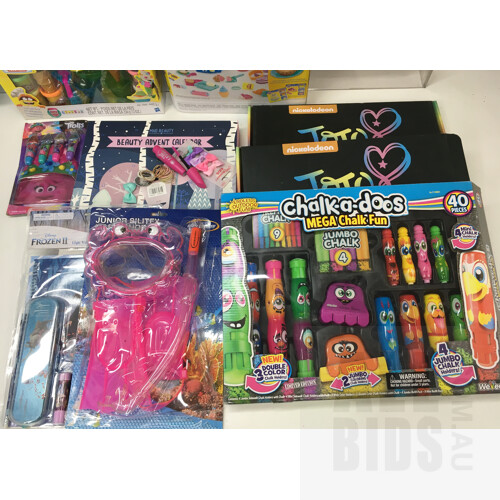 Assorted Children Toys Include Hasbro, Barbie , Kindi Kids, Nickelodeon, Mad Beauty, Trolls, And More - Lot Of 17