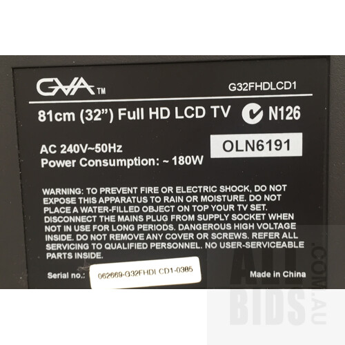 GVA G32FHDLCD1 32 Inch LCD TV And Voxson VLCD32CTX 32 Inch LCD TV - Lot Of Two