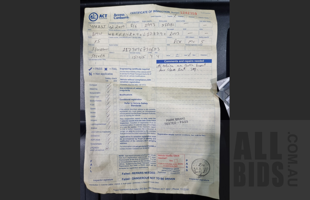 2/2009 Bmw X5 Xdrive 30d E70 MY09 4d Wagon Silver 3.0L Turbo Diesel