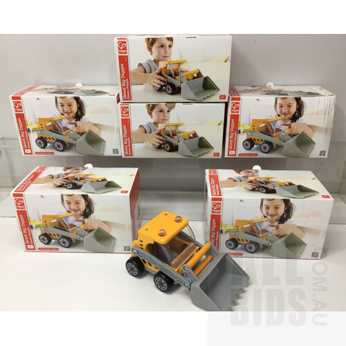 Hape Great Big Digger Wooden Toy Toddler Construction Vehicle - Lot Of Six