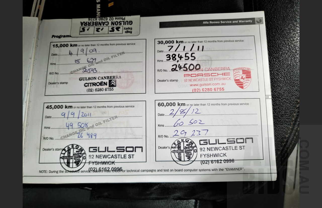 10/2008 Alfa Romeo 159 2.4 JTDm 4d Sedan Black 2.4L Diesel